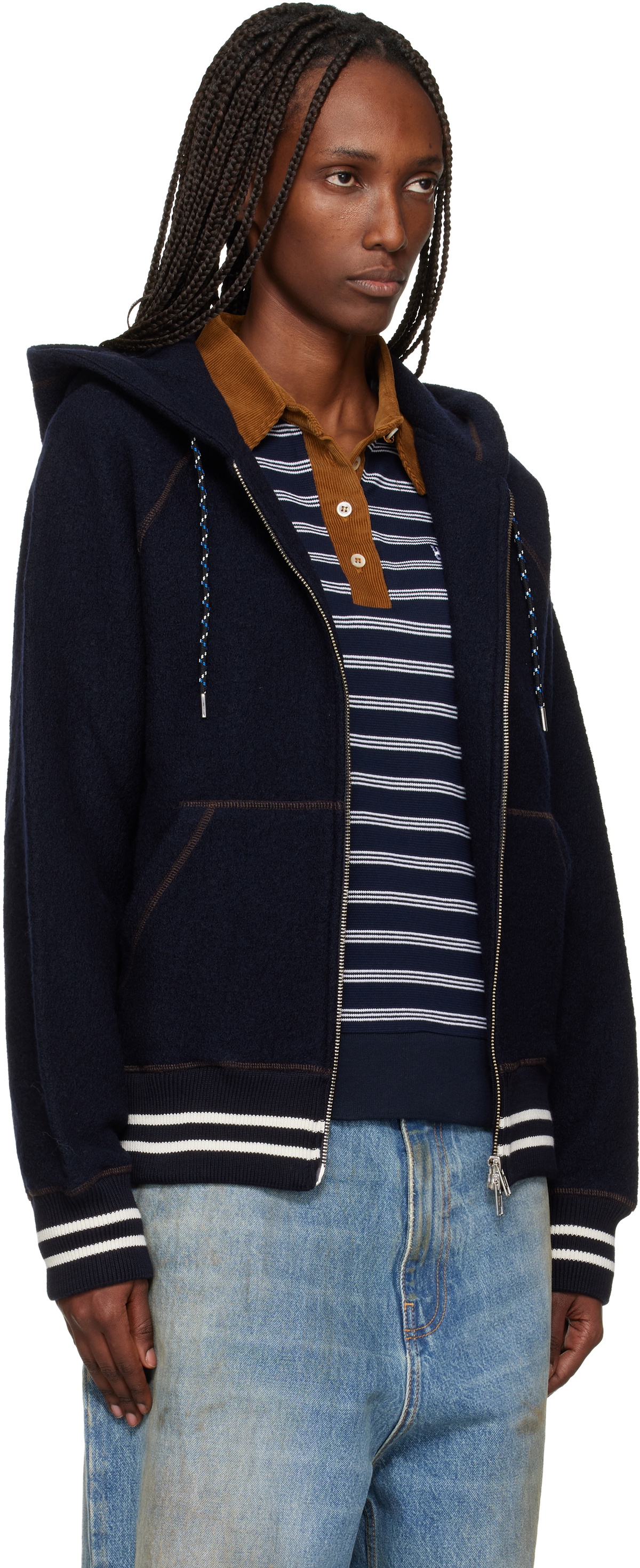 Wales Bonner Navy 'The October' Hoodie