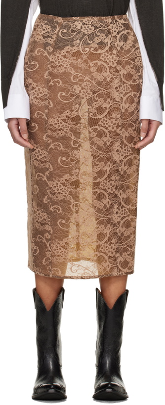 Photo: Acne Studios Brown Lace Midi Skirt