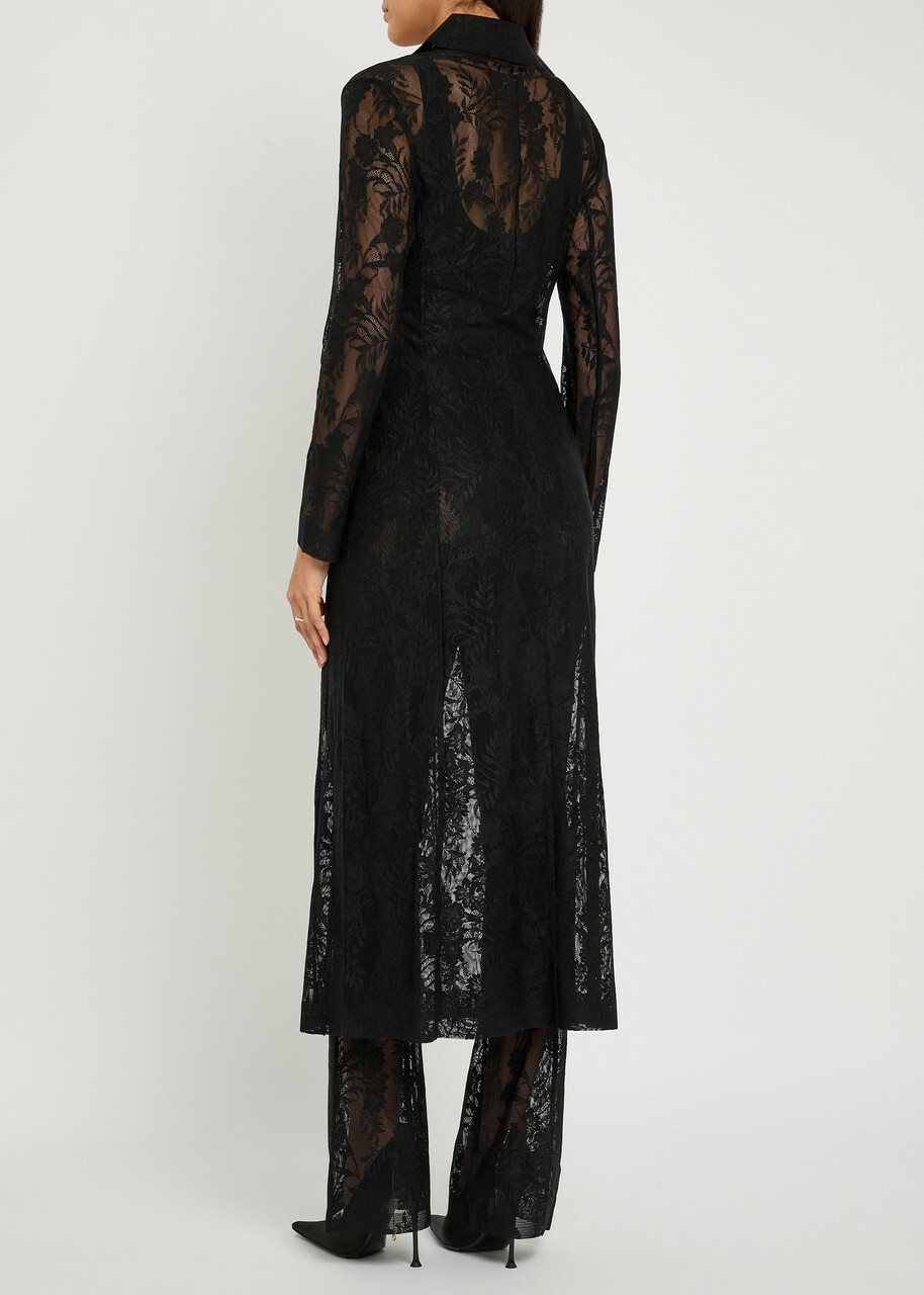Norma Kamali Floral Guipure Lace Coat Black