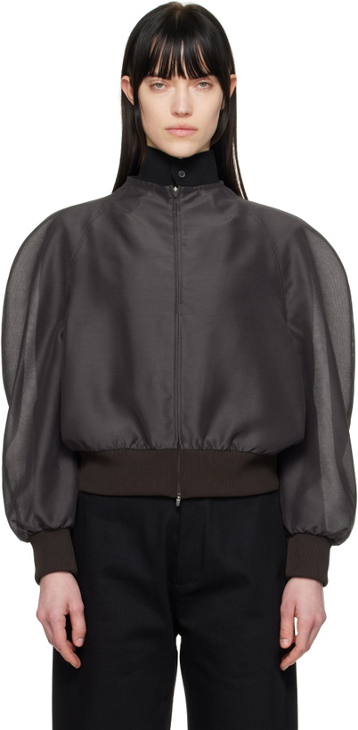 Photo: AMOMENTO Gray Mock Neck Organza Jacket