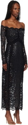 Rabanne Black Lace Sequin Midi Dress