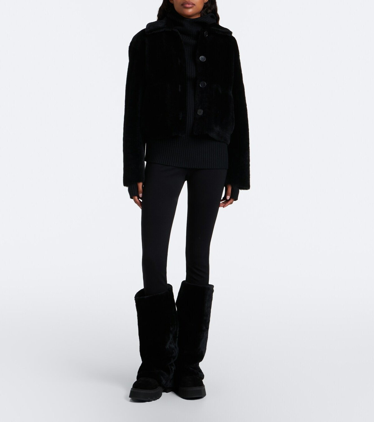 Bogner Turin shearling and suede knee-high boots
