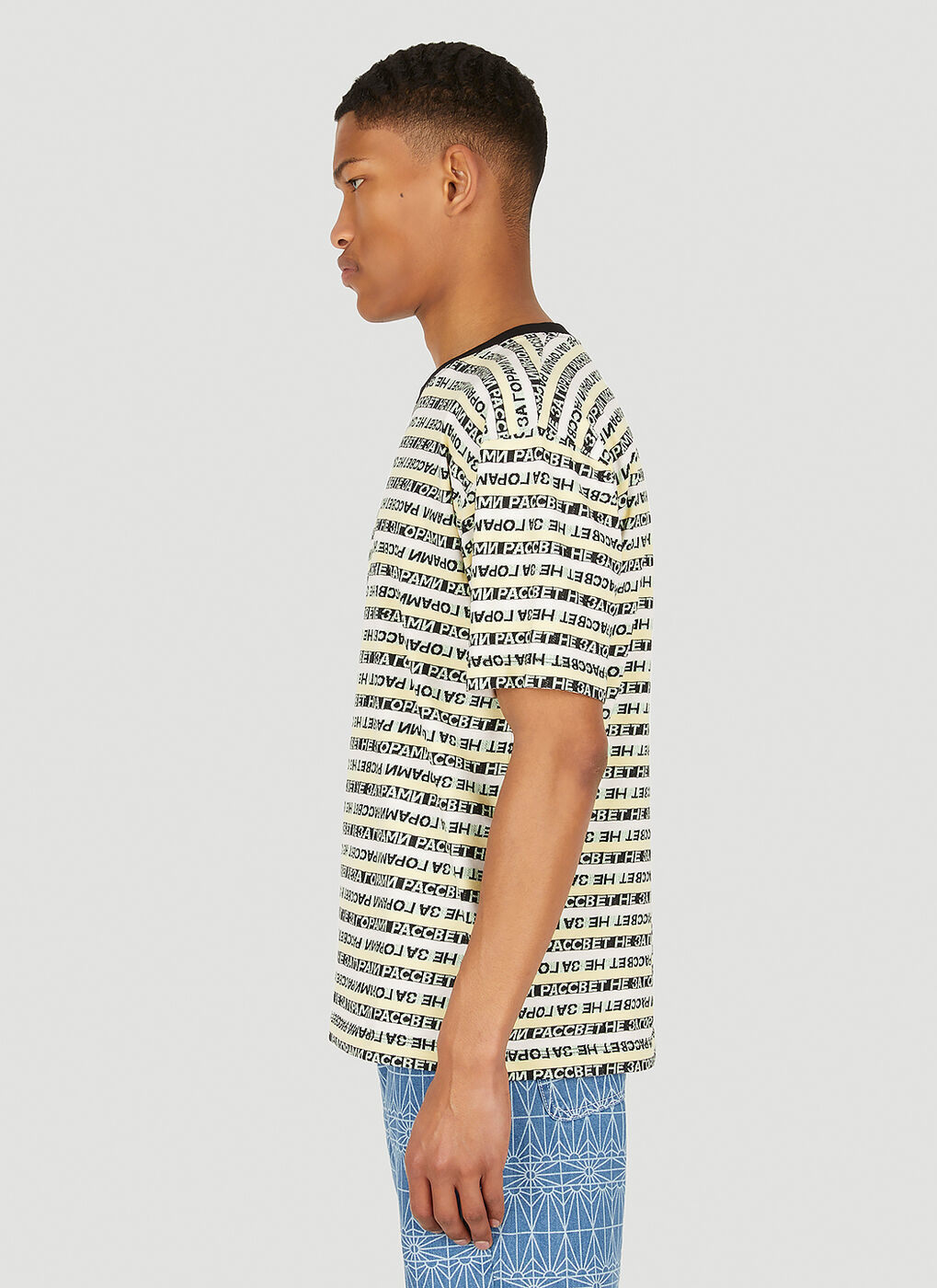 【RASSVET】STRIPED JACQUARD TSHIRT [YELLOW] Rassvet (PACCBET) Striped Jacquard T shirt yellow | NOTE shop