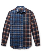 Loewe - Logo-Embroidered Patchwork Checked Cotton-Blend Flannel Shirt - Blue