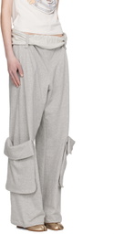 OPEN YY Gray Rolled Waist Sweat Cargo Pants