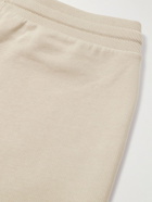 AMI PARIS - Tapered Logo-Embroidered Organic Cotton-Jersey Track Pants - Neutrals