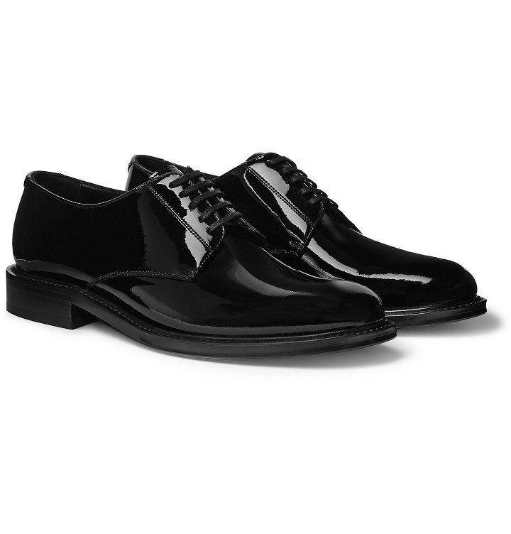 Photo: SAINT LAURENT - Patent-Leather Derby Shoes - Black