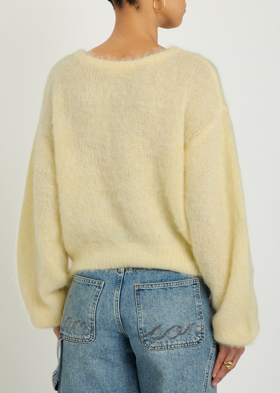 American Vintage Niby Brushed Alpaca-blend Jumper Yellow