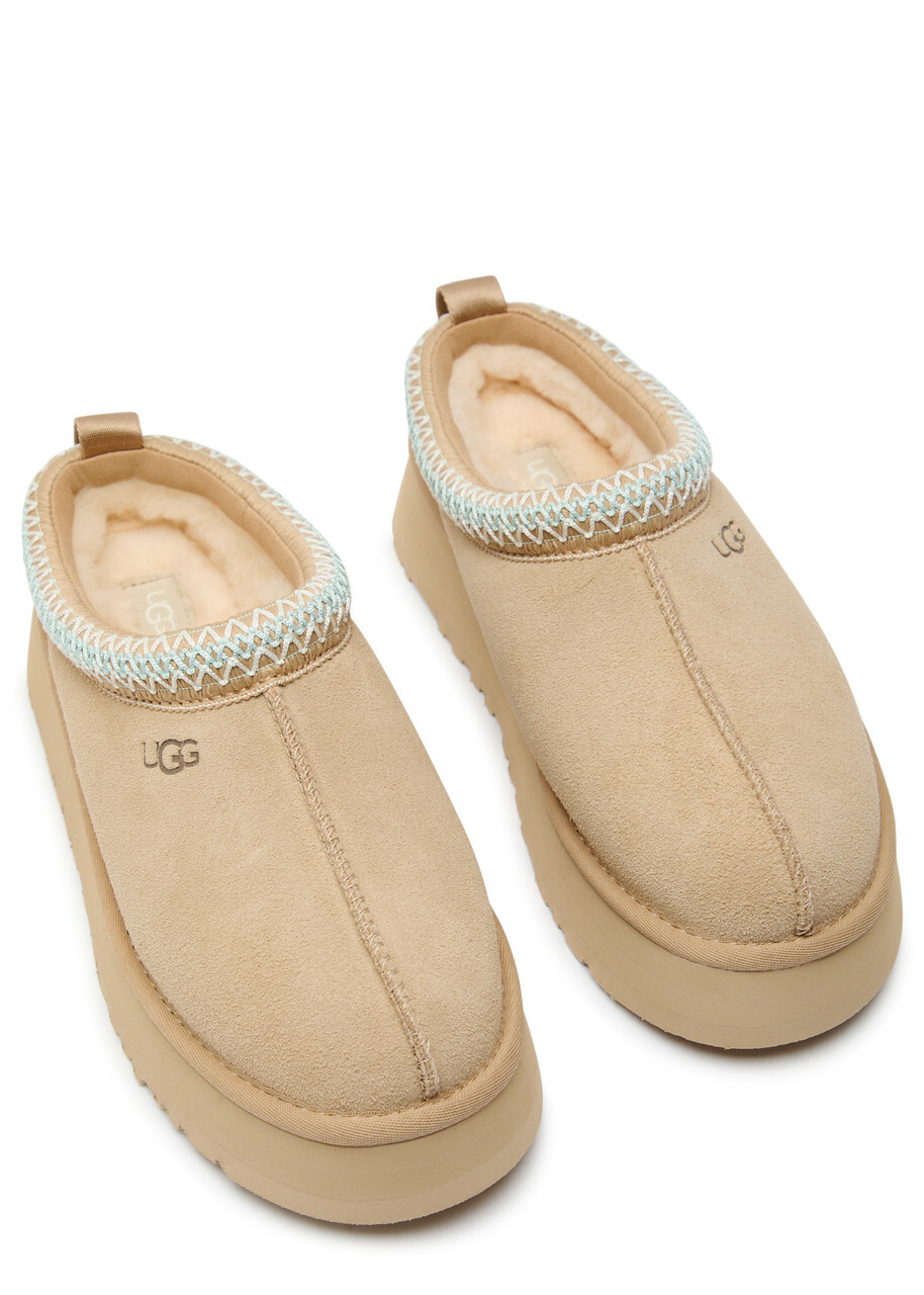 Ugg Tazz II Suede Platform Mules Beige