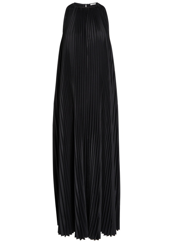 Photo: Joseph Chenes Pleated Satin Maxi Dress Black