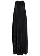 Joseph Chenes Pleated Satin Maxi Dress Black
