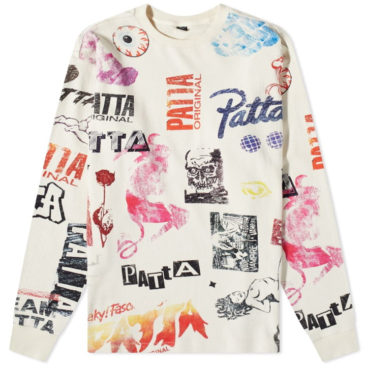 Photo: Patta Men's Long Sleeve Stencil Waffle T-Shirt in Birch