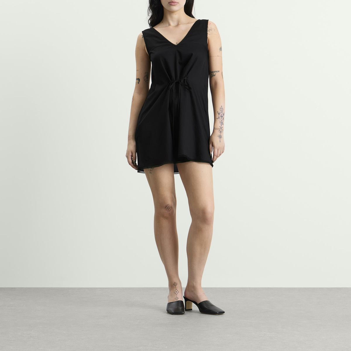 LESET Women's Yoko Lace V-Neck Mini Dress in Black