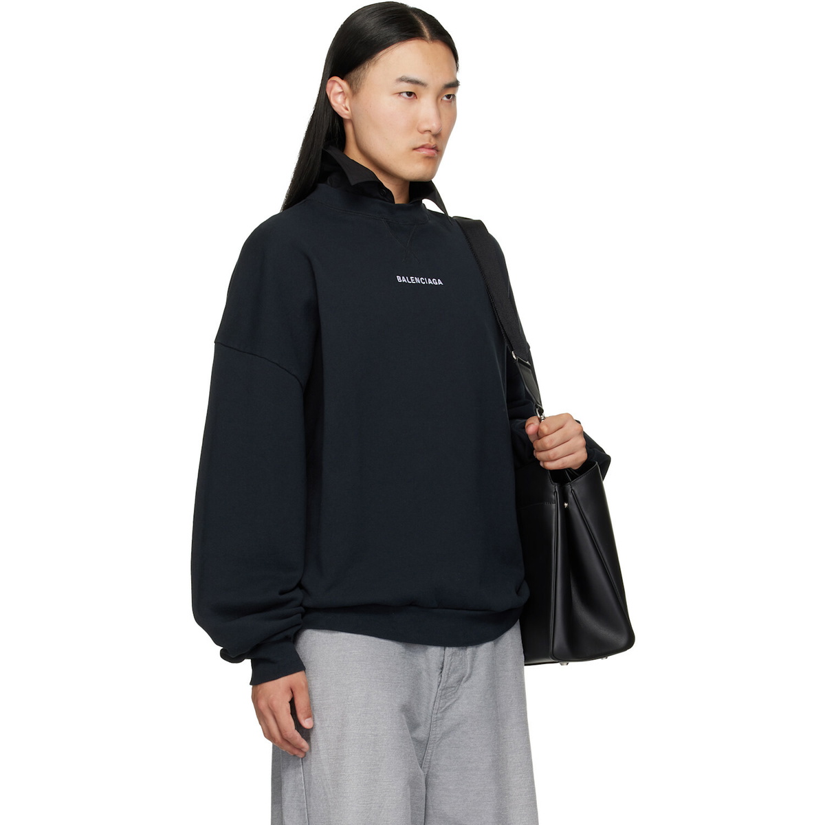 Balenciaga Black Shirt Collar Sweatshirt