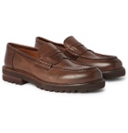 Brunello Cucinelli - Burnished-Leather Penny Loafers - Brown