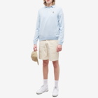 Maison Kitsuné Men's Dressed Fox Patch Knitted Polo Shirt in Pale Blue