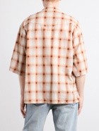 KAPITAL - Camp-Collar Checked Cotton Western Shirt - Orange