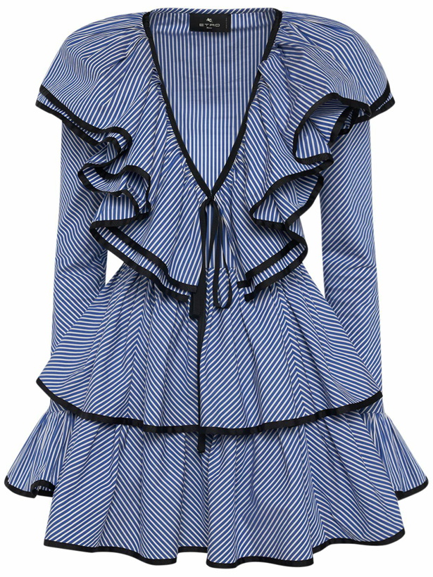 Photo: ETRO - Ruffled Cotton Poplin Mini Dress