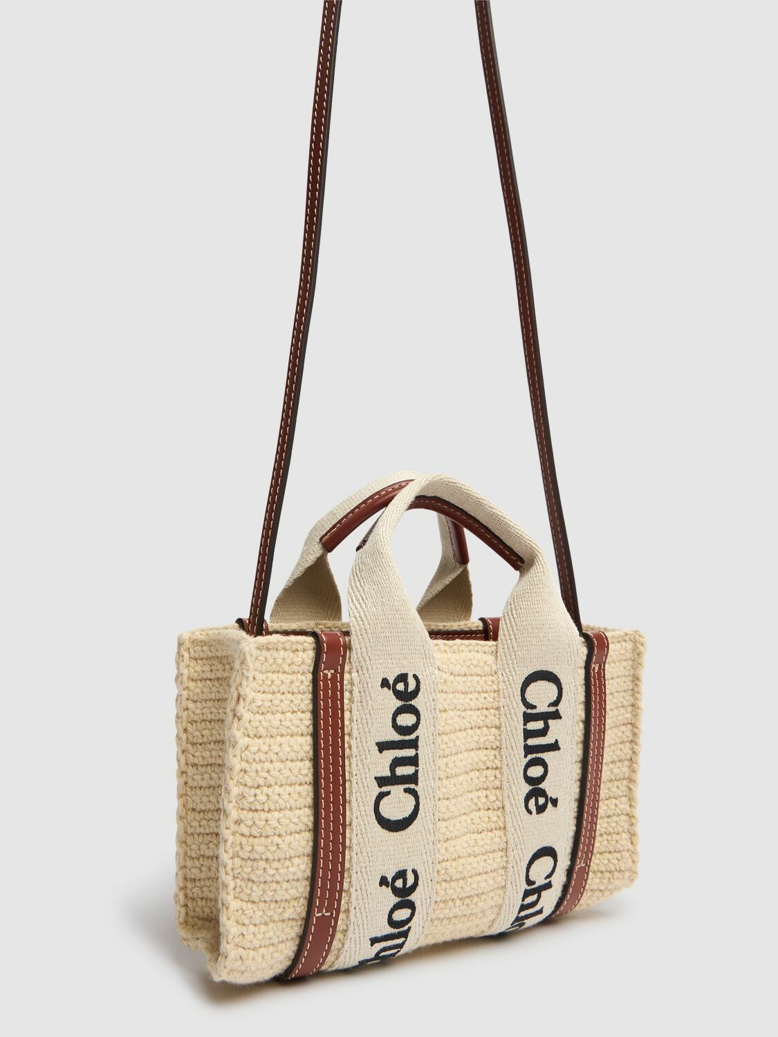 CHLOÉ Mini Woody Crochet Top Handle Bag Chloe