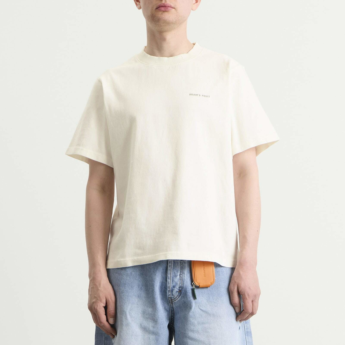 Bram's Fruit Men's Distressed Big Lemon Outline T-Shirt in White
