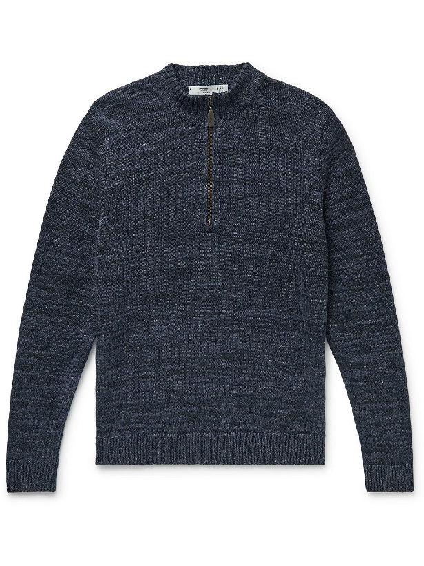 Photo: Inis Meáin - Donegal Linen Half-Zip Sweater - Blue