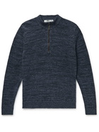 Inis Meáin - Donegal Linen Half-Zip Sweater - Blue