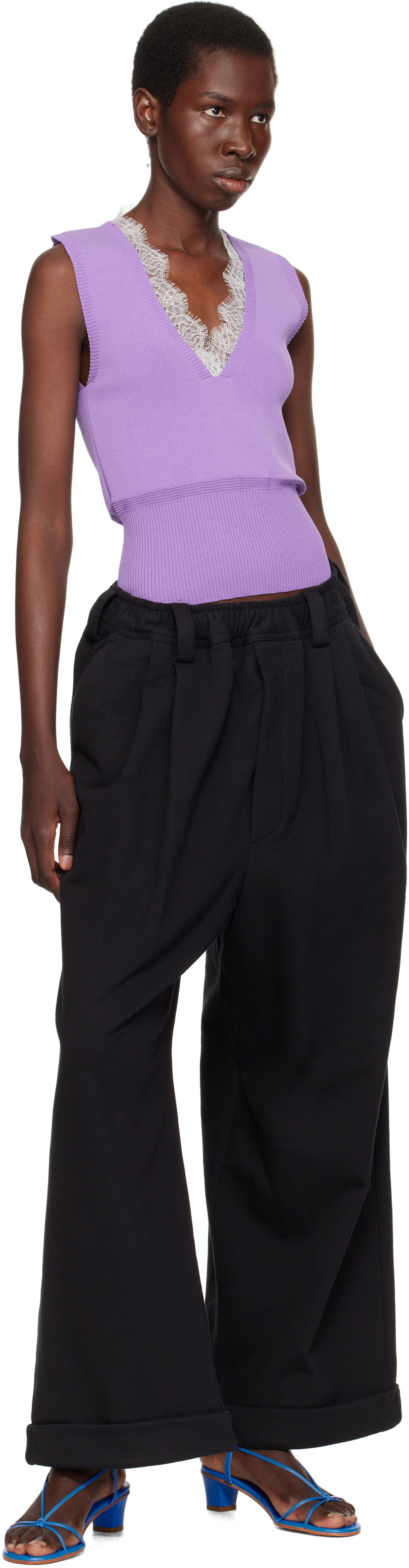 Meryll Rogge Black Sweatshirt Drawstring Chino Lounge Pants