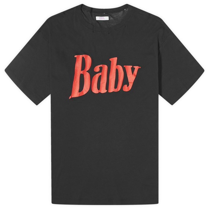 Photo: ERL Men's Baby Crew Neck Distressed T-Shirt in Faded Black