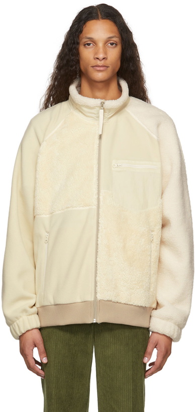 Photo: Helmut Lang Off-White Patchwork Fleece Sweatshirt