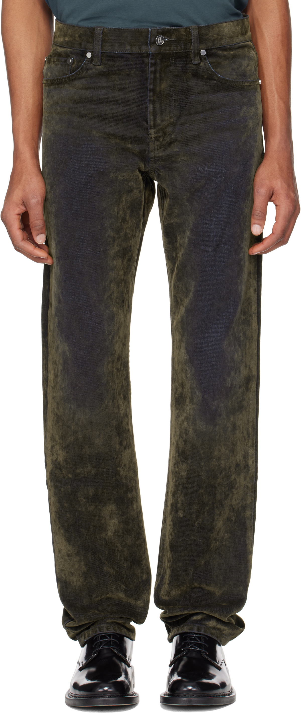 Helmut Lang Khaki Flocked Jeans Helmut Lang