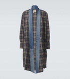 Greg Lauren Plaid denim-trimmed cotton coat