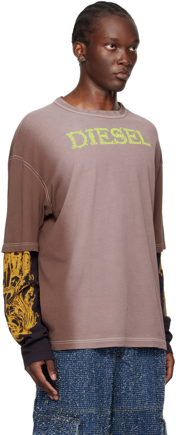 Diesel Brown T-Wesher-Q1 Long Sleeve T-Shirt Diesel