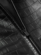 Fear of God - Cropped Pleated Croc-Effect Leather Jacket - Black