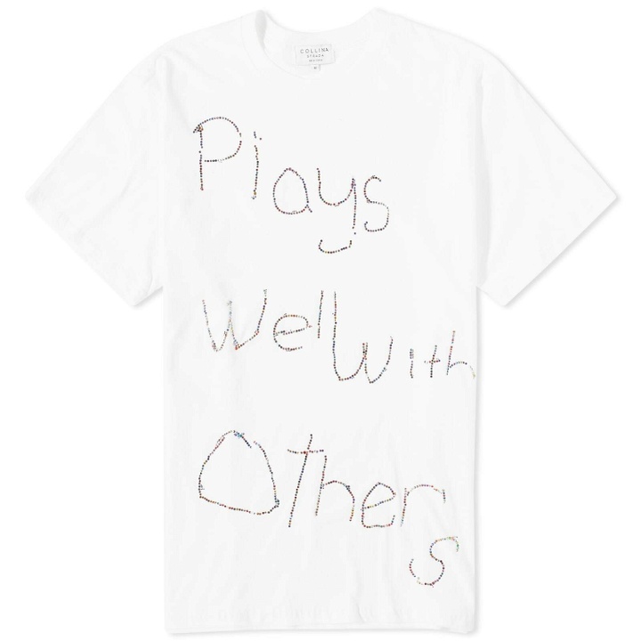 Photo: Collina Strada Women's Solid Rhinestone T-Shirt in Plays Well With Others