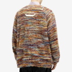 Merely Made Men's Multistripe Rainbow Mohair Cardigan in Rainbow Green