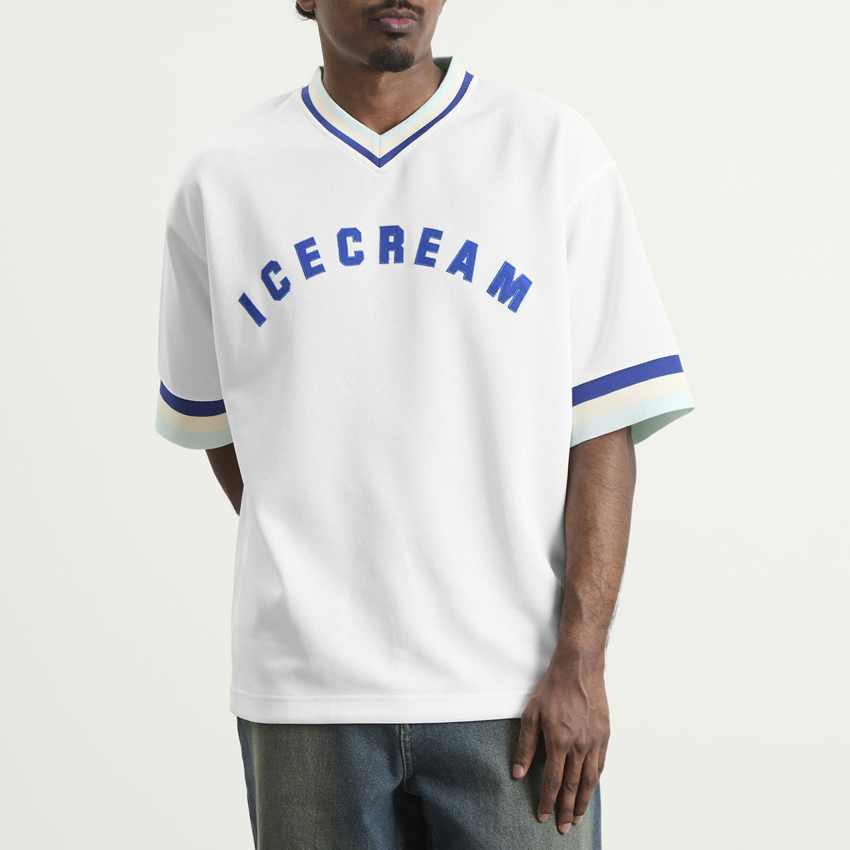 ICECREAM Men's V-Neck Sports Jersey in White