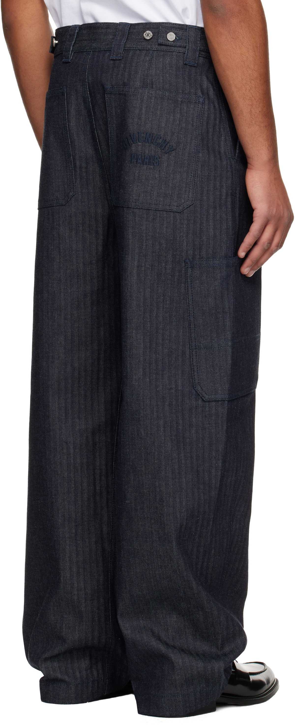 Givenchy Navy Herringbone Denim Cargo Pants