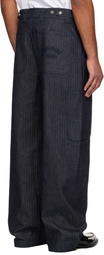 Givenchy Navy Herringbone Denim Cargo Pants