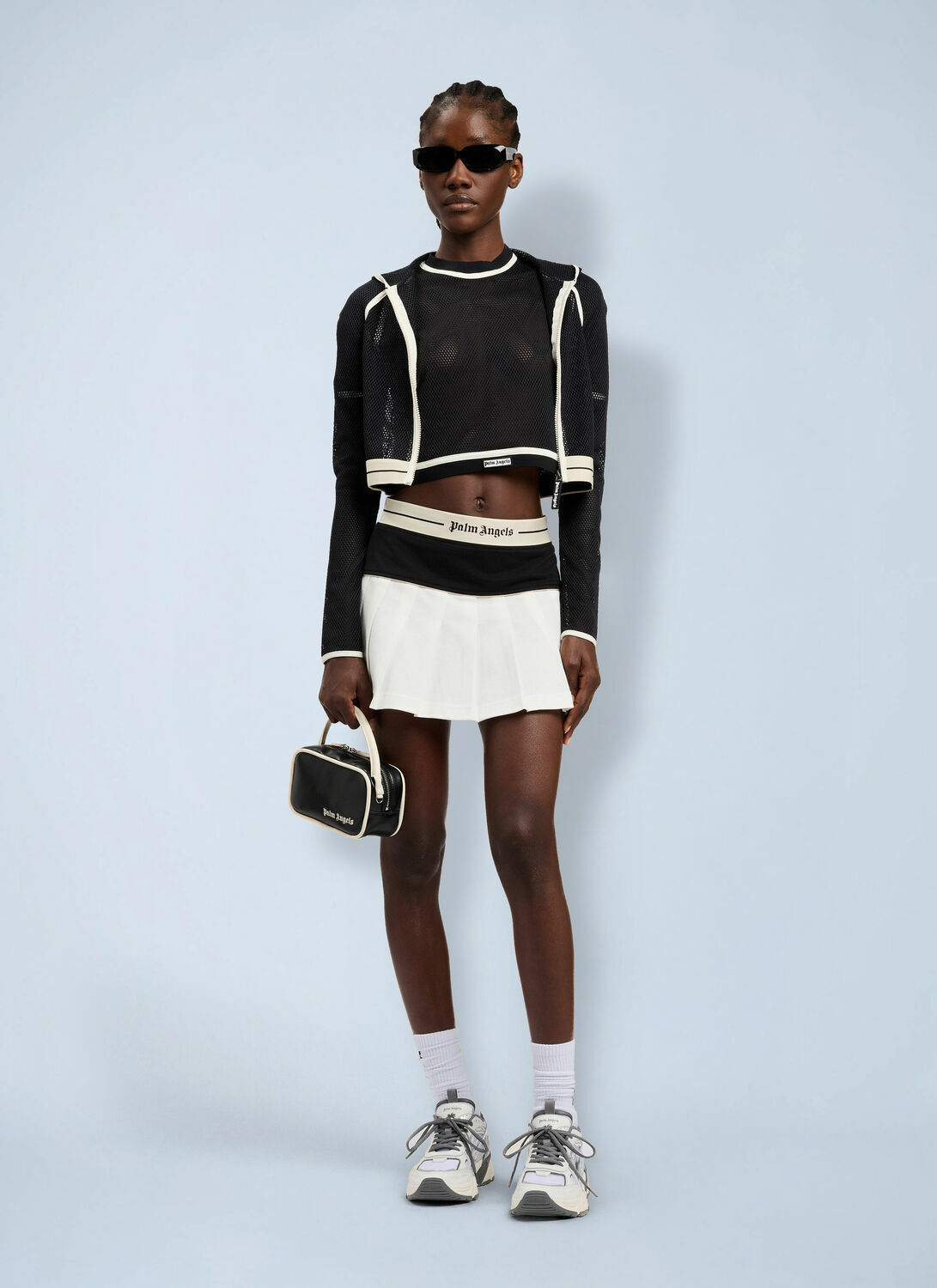 Palm Angels Logo Mesh Cropped Top