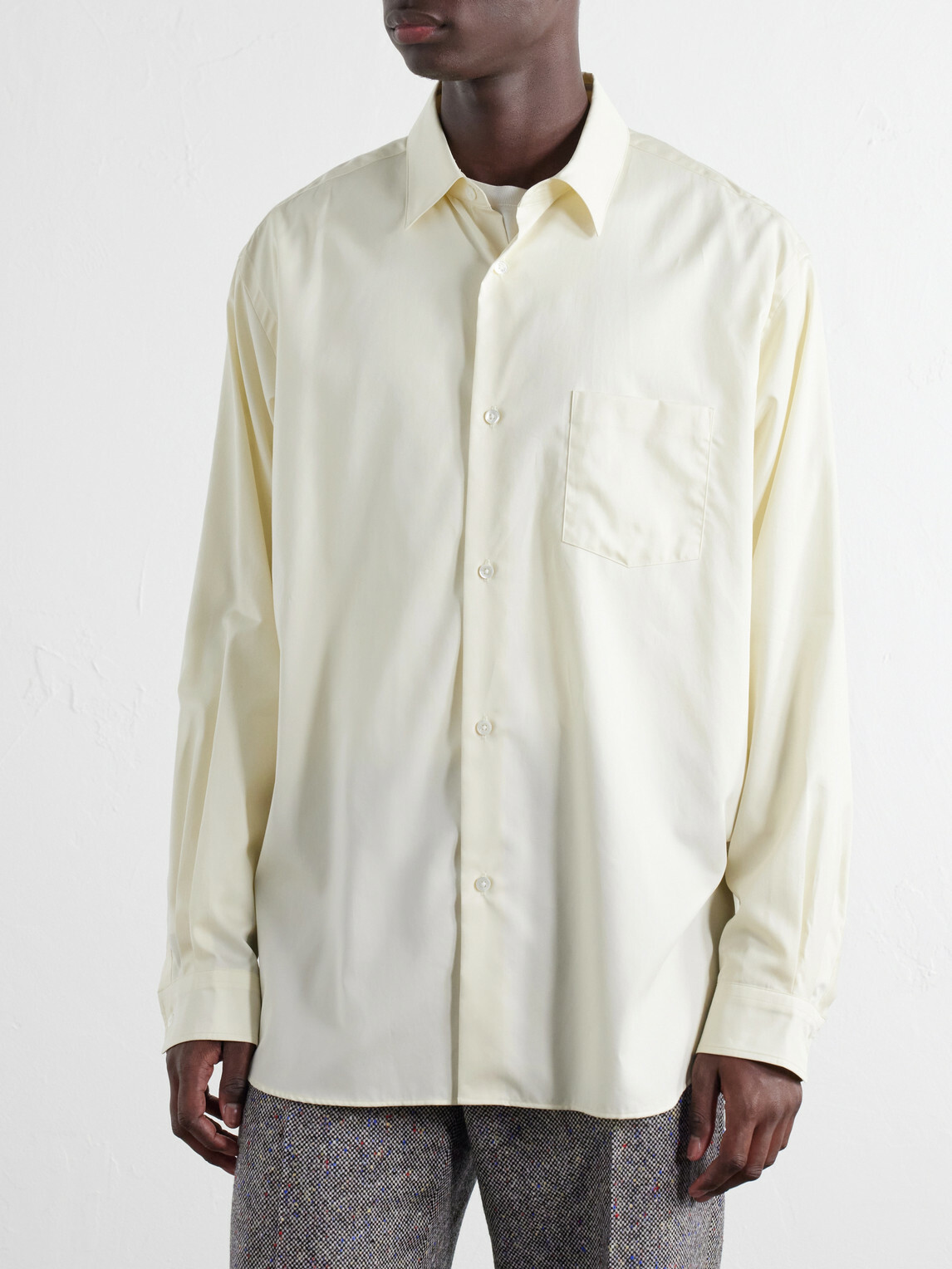ssstein - Cotton-Satin Shirt - Yellow