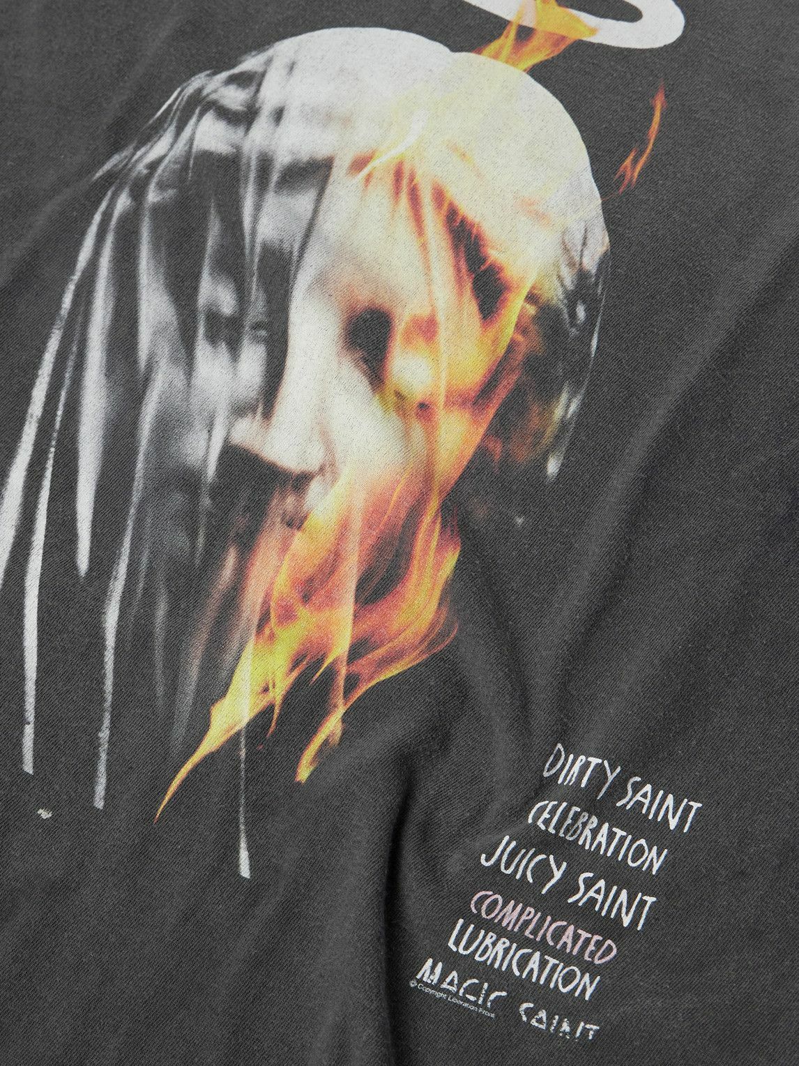 SAINT MXXXXXX - Angel Tee Distressed Printed Cotton-Jersey T-Shirt - Black