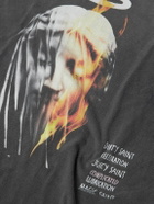 SAINT MXXXXXX - Angel Tee Distressed Printed Cotton-Jersey T-Shirt - Black