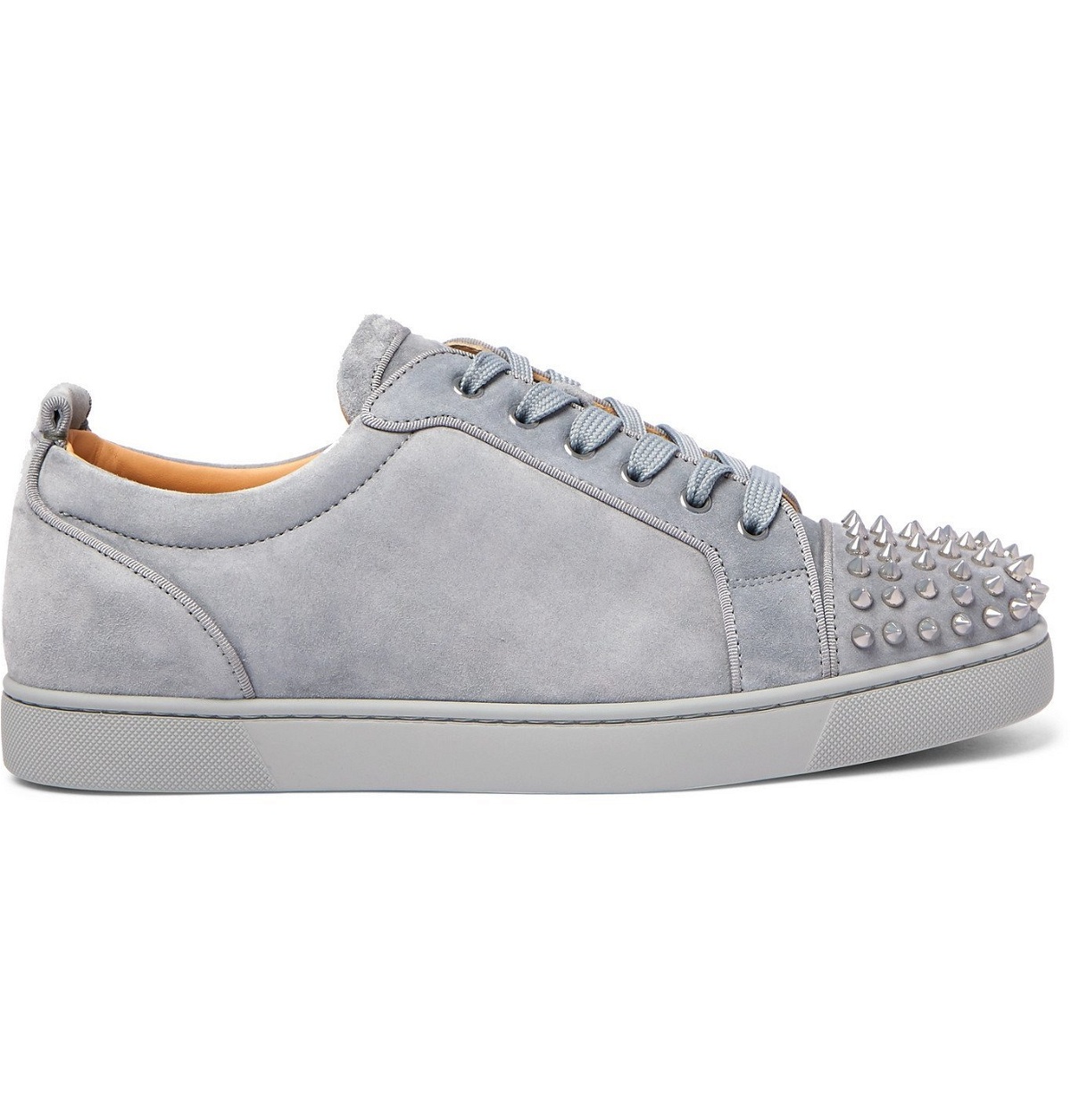 Christian Louboutin Grey Leather and Suede Louis Junior Spike Low