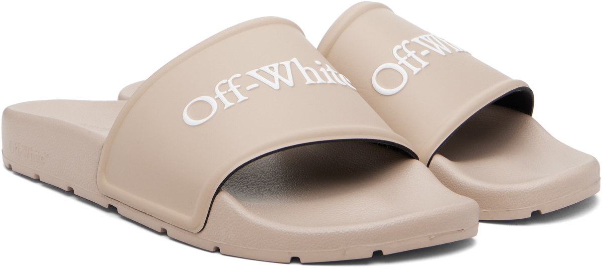 Off-White Beige Bookish Slides
