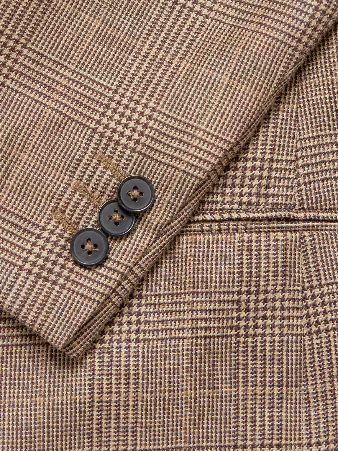 Husbands - Double-Breasted Prince of Wales Checked Worsted Wool and Linen-Blend Blazer - Brown