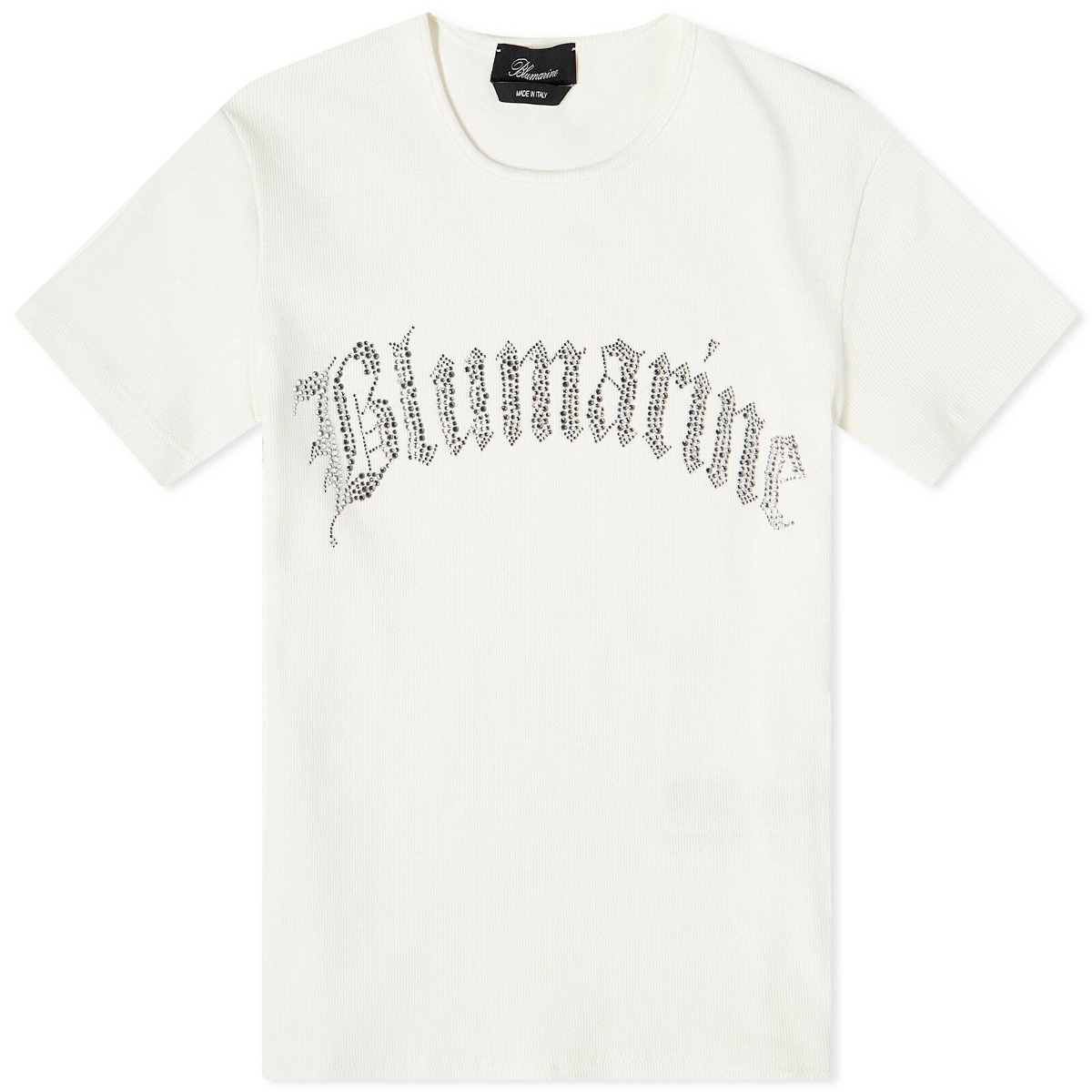 Blumarine Women's Crystal Logo T-Shirt in White Blumarine