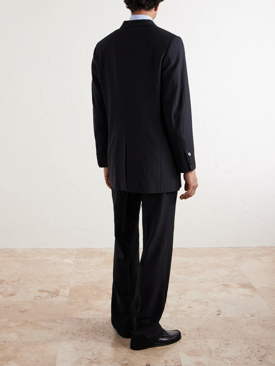 Enfants Riches Déprimés - The Pierre Doubled-Breasted Pinstriped Virgin Wool-Twill Blazer - Black