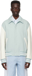 Solid Homme Blue & White Varsity Bomber Jacket