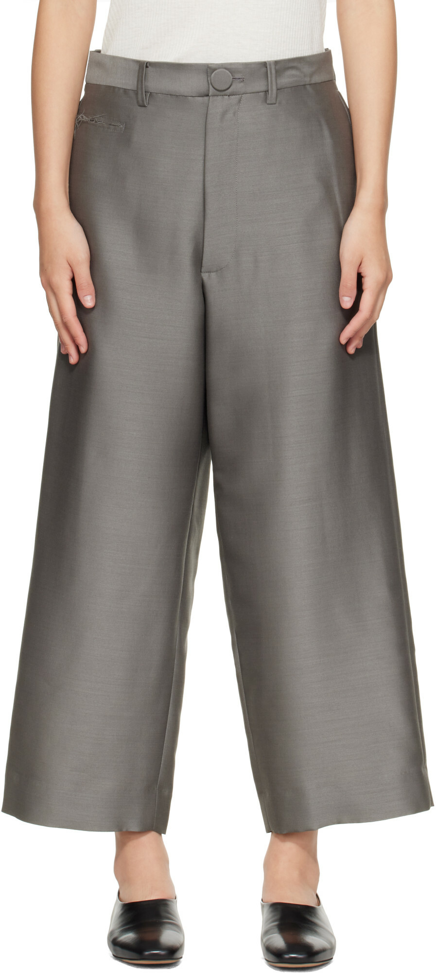 UNDERCOVER Gray Wool Silk Trousers