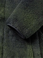 YMC - Beach Shawl-Collar Plaid Fleece Jacket - Green